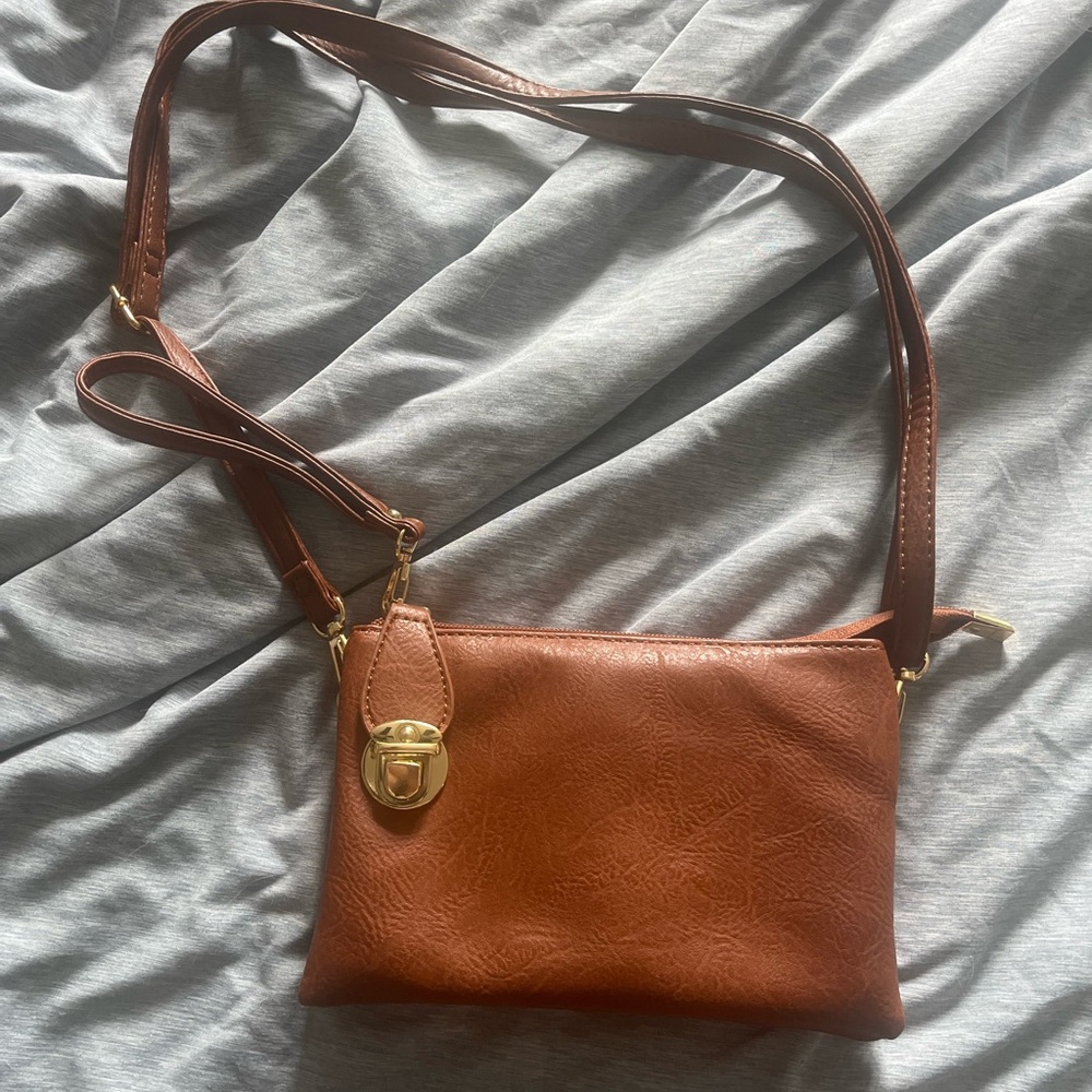 Never used brown leather purse / wristlet